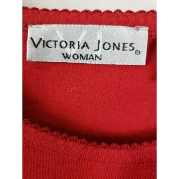 Victoria Jones Womens top red 2X long /sleeve tee Christmas tree NEW - Picture 5 of 10